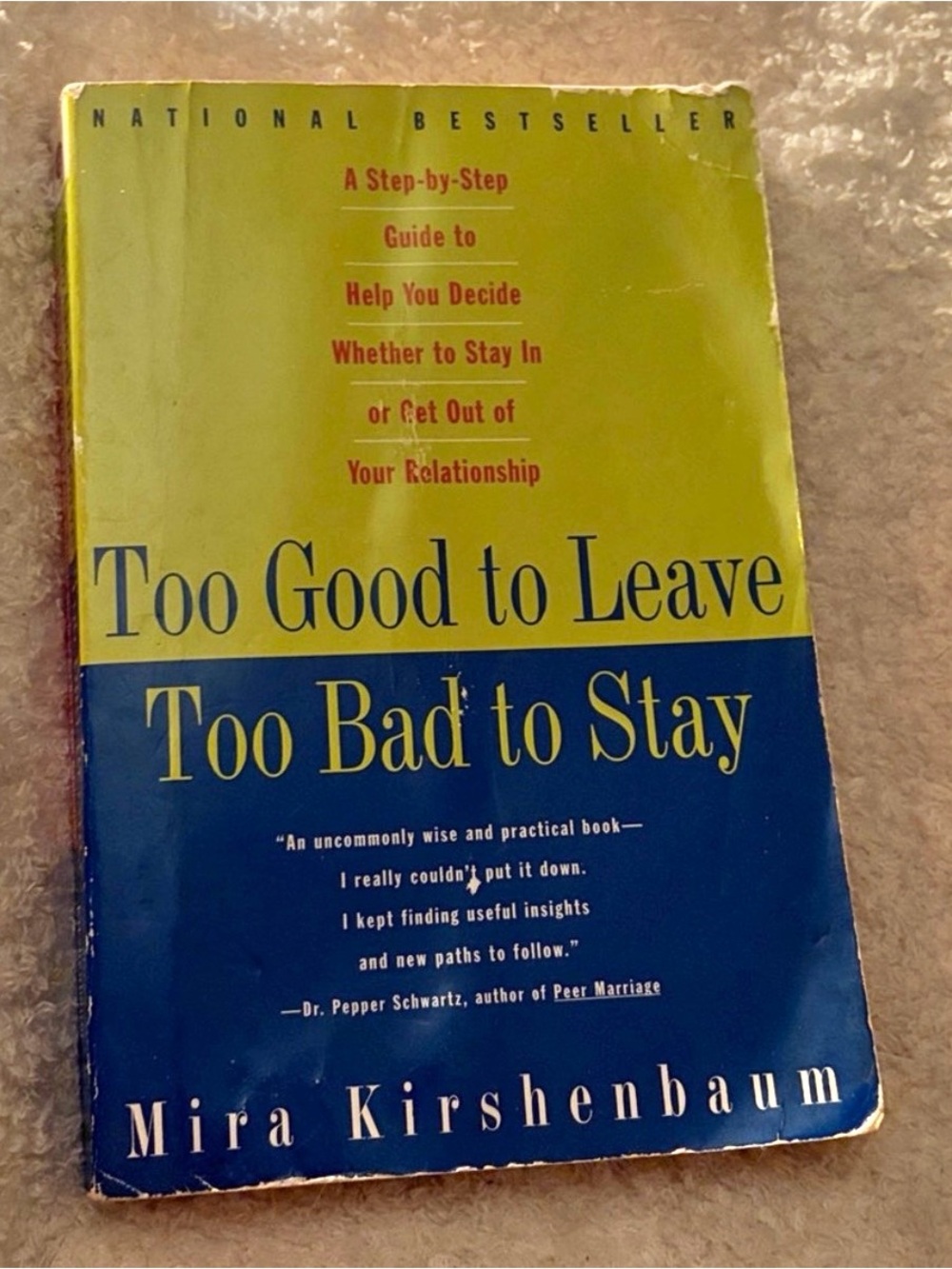 NATIONAL BESTSELLER Book TOO GOOD TO LEAVE TOO BAD TO STAY Mira Kirschenbaum